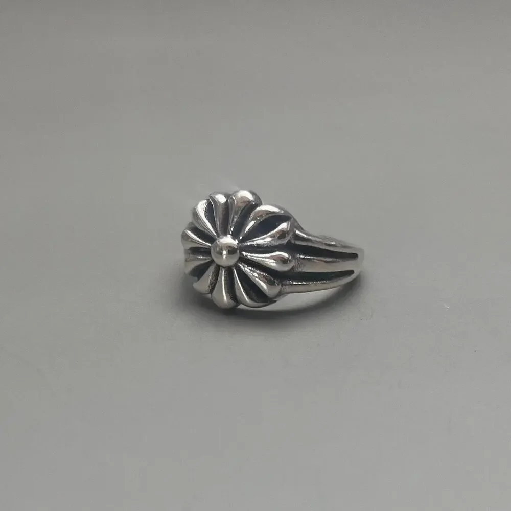 Y2k grunge silver gothic flower